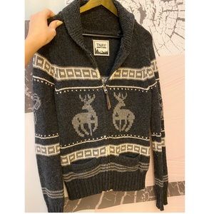 TNA Lambswool Cowichan Reindeer Sweater